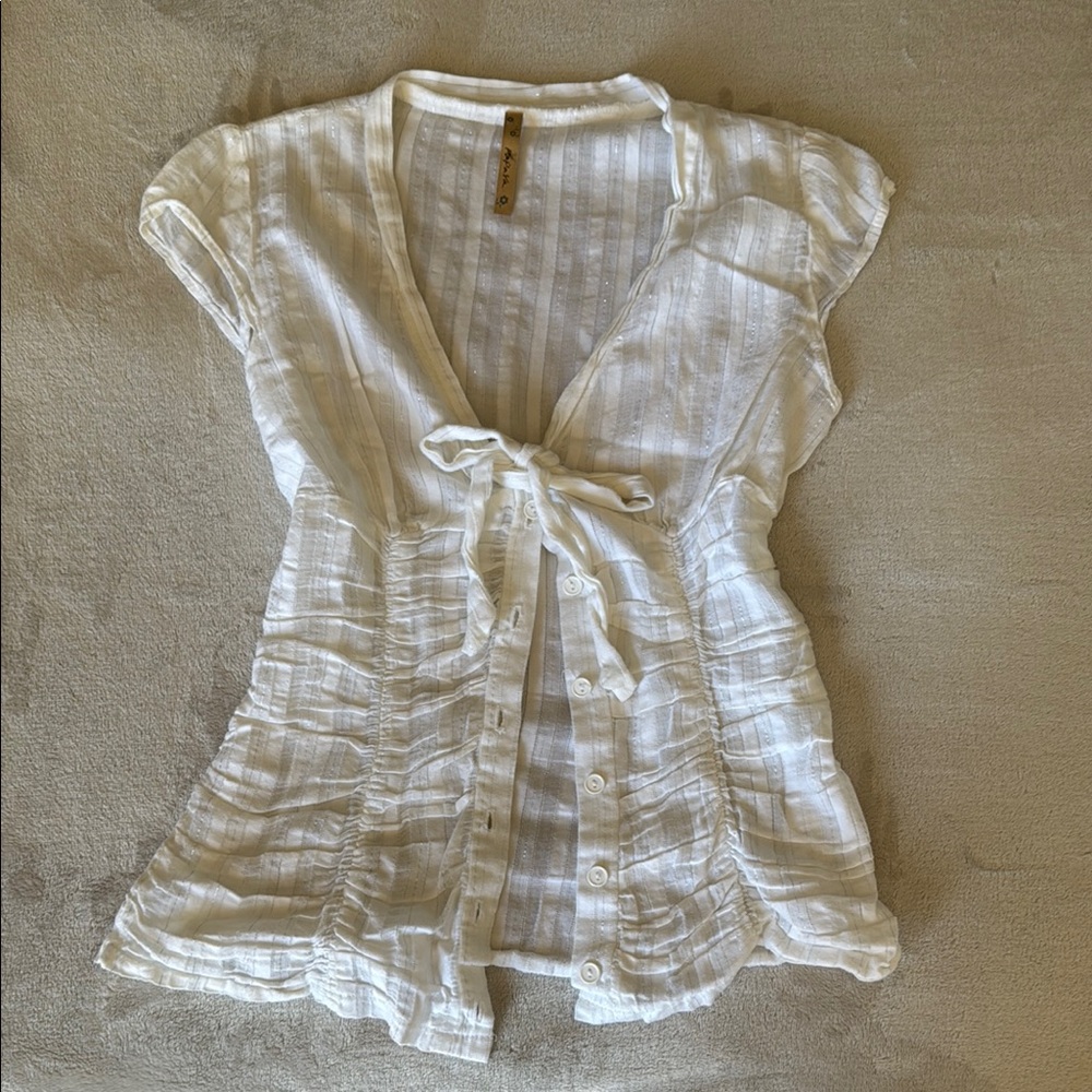 Y2K Papaya Tie Button Up Top